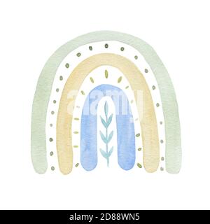 rainbow pastel watercolor abstract isolated on white background Stock ...