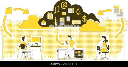 Cloud technology thin line concept vector illustration Stock Vector