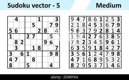 Sudoku Game with Answers. Simple Vector Design Set Stock Vector -  Illustration of vector, trainer: 204788413