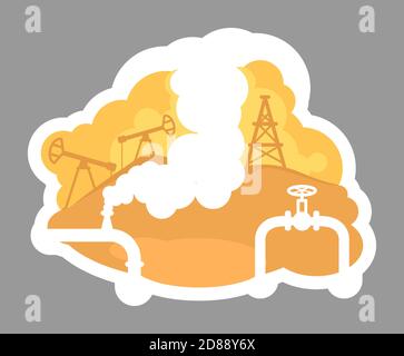 Oil drilling 2D vector web banner, poster Stock Vector