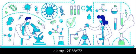 Medical experiment thin line concept vector illustration Stock Vector