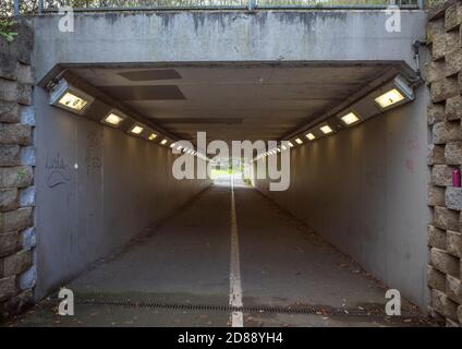 Underpass Example the end of cycle and pedestrian path road sign on a transparent ...
