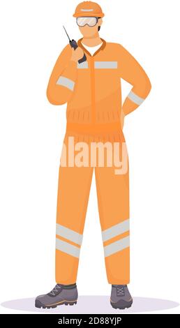 Man in reflective suit flat color vector faceless character Stock Vector