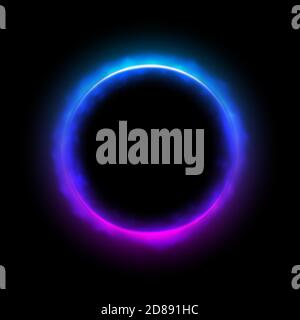 Abstract Round blue and pink light frame with smoke, Suitable for product advertising, product design, and other. Vector Illustration Stock Vector