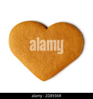Heart shaped gingerbread Christmas cookie isolated on white background Stock Photo