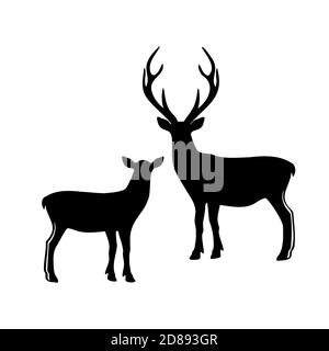 Deer papa and mama vector. Stag isolated illustration. Vector illustration Stock Vector