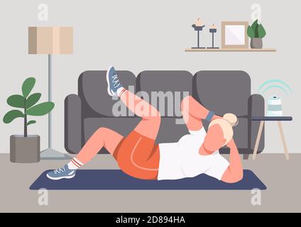 Abs training flat color vector illustration Stock Vector