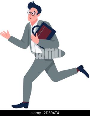 Businessman in panic flat color vector detailed character Stock Vector
