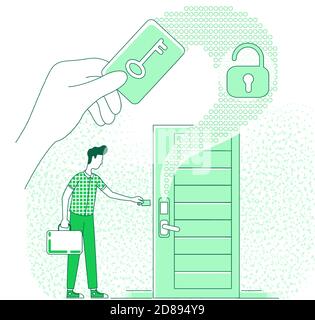 Electronic key thin line concept vector illustration Stock Vector