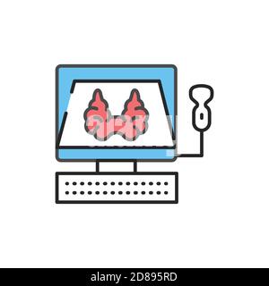Ultrasonic diagnostic thyroid gland color line icon. Pictogram for web page, mobile app, promo. Stock Vector