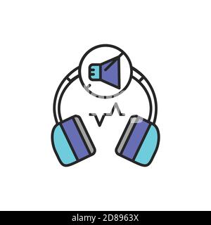 Noise cancelling headphones color line icon. Pictogram for web page, mobile app, promo. Stock Vector