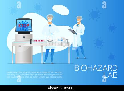 Biohazard lab banner flat vector template Stock Vector