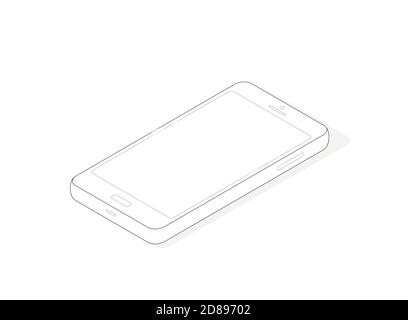 Isometric telephone isolated on white background. Blank for the designer. Isometric line art. Vector Stock Vector