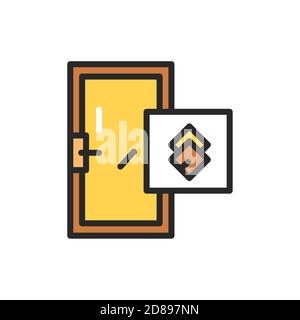 Front view closed door color line icon. Isolated vector element. Stock Vector