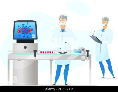 Laboratory workers flat color vector faceless characters Stock Vector