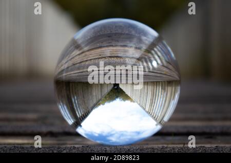 Bridge through a crystal ball Stock Photo