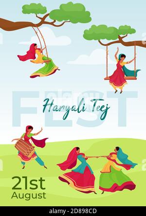 Hariyali teej hand draw vector illustration background 8670586 Vector Art  at Vecteezy