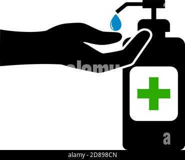 using hand sanitizer symbol or icon, covid-19 coronavirus safety measure vector illustration Stock Vector