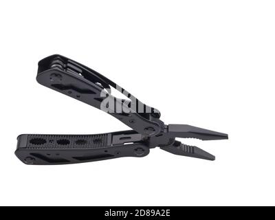 Black multitool pocket pliers isolated on white background Stock Photo