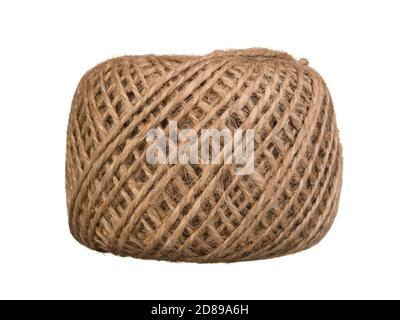 Natural jute rope skein isolated on the white background Stock Photo