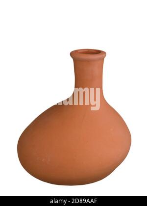 Decorative ceramic asymmetric unpainted vase isolated on white background Stock Photo