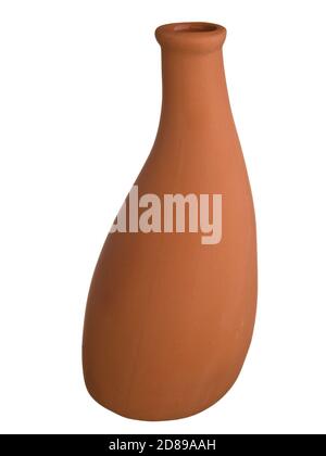 Decorative ceramic asymmetric unpainted vase isolated on white background Stock Photo