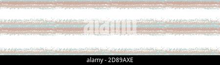 Vector crayon drawing effect striped vector seamless border Banner of horizontal painterly alternating stripes of pastel blue, pink, beige, white Stock Vector