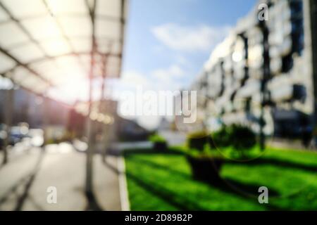 Background, blur, out of focus, bokeh. Beautiful Sunny city landscape, great design for any purpose. Open landscape Stock Photo