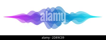 Abstract audio sound wave background. Blue and purple voice or music signal waveform vector illustration. Digital beats of volume color soundwave Stock Vector