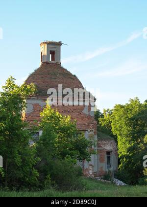 Abandoned ancient rural Orthodox Church ruins in Russia Stock Photo