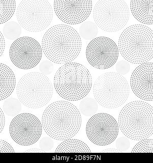 black seamless abstract pattern of dotted circles Stock Vector