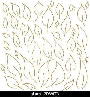 set of vector golden linear leaves isolated Stock Vector