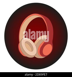 Vector icon in a circle headphones Stock Vector