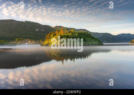 Cotton Ball Clouds over Derwentwater2 Stock Photo