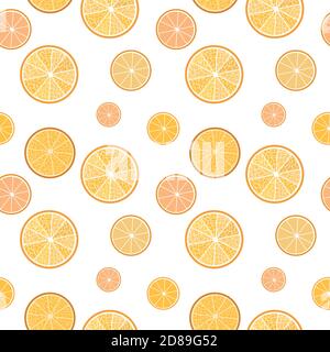 bright vector seamless pattern of juicy oranges Stock Vector