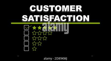 Customer Satisfaction text. Supported by an additional services isolated on black background Stock Vector
