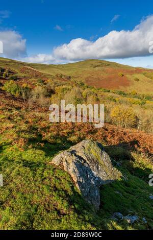 British Camp Iron Age Hill Fort in the Malvern HIlls in the autumn, Worcestershire, England Stock Photo