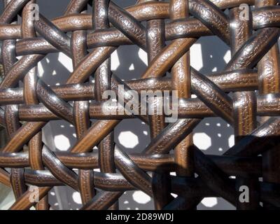 Closed up wooden wicker texture background Stock Photo