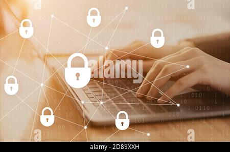 Internet security and data protection, blockchain and cybersecurity Stock Photo