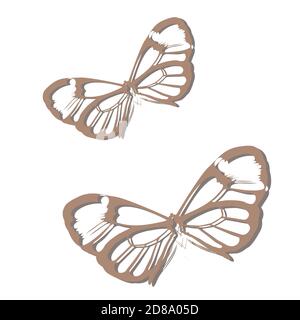 Delicate silhouettes of butterflies on background of geometric pattern. Insects butterflies. Stock Vector