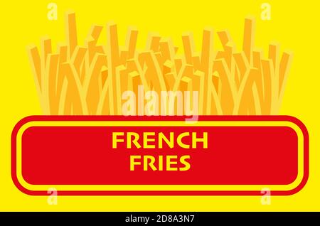 Vector illustration of French Fries in a red take away carton package, Isolated on yellow background Stock Vector