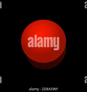 Red sphere on a black background with a shadow. Stock Vector