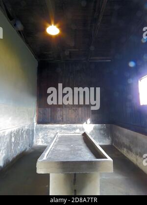 Dissection Table at the crematorium building in Majdanek Extermination Camp Stock Photo
