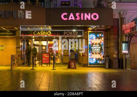 Empire Casino in Leicester Square at night. Long exposure photo. London Stock Photo