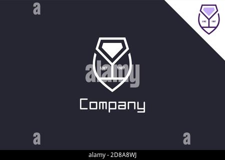 Diamond Wine Glass Logo Stock Vector