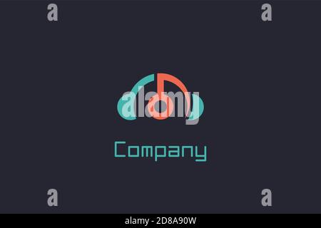 Headphone Music Logo Stock Vector