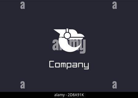Eagle Headphone Letter E Logo Stock Vector