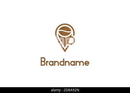 Cafe Location Logo Stock Vector