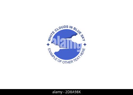 Blue sky with cloud on negative space design concept, Sky logo illustration. Stock Vector