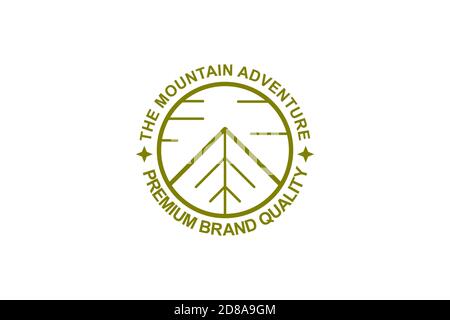 Lineart vintage mountain logo, badge and emblem. Stock Vector